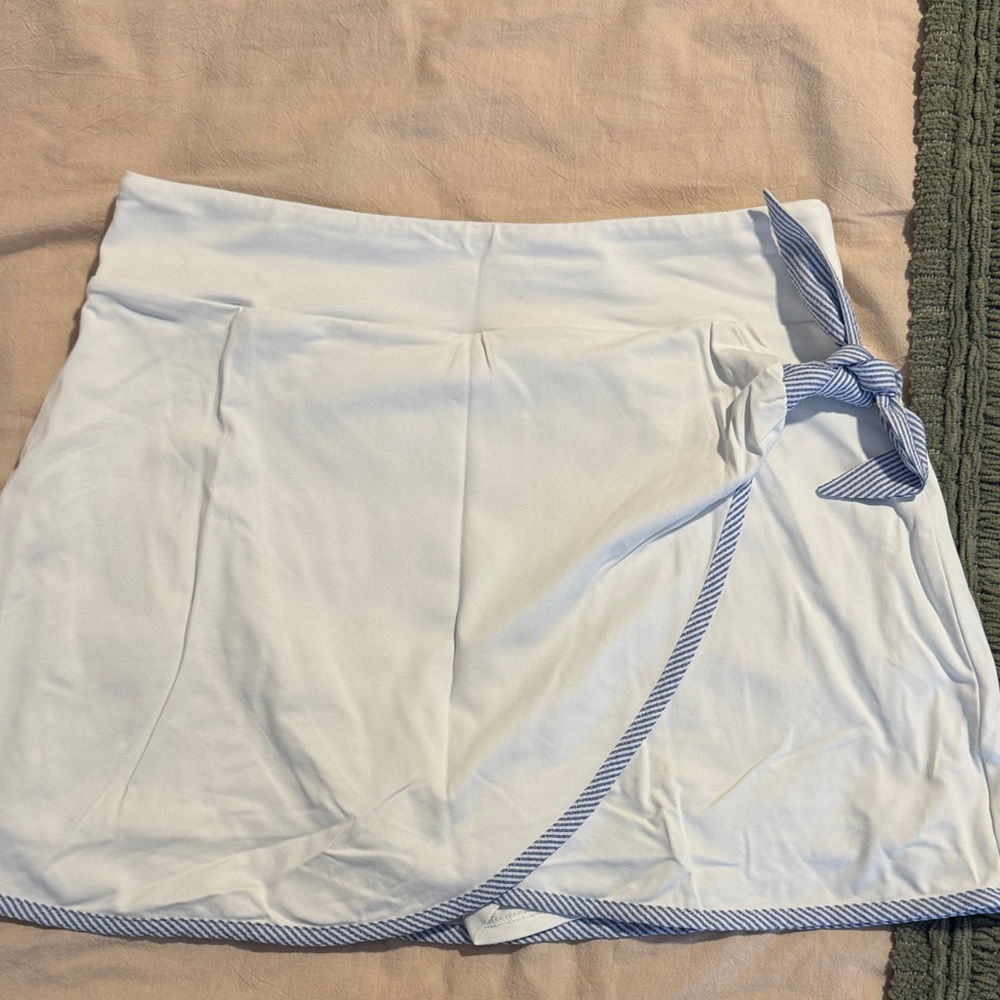 White and Blue Trim Mini Skirt